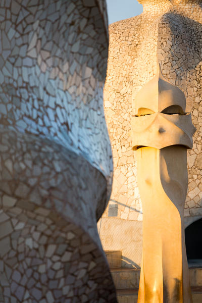 Barcelona, Spain, La Pedrera rooftop, designed by Antonio Gaudi