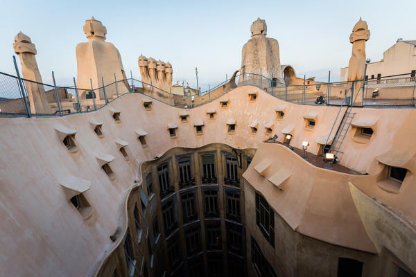 Barcelona, Spain, La Pedrera rooftop, designed by Antonio Gaudi