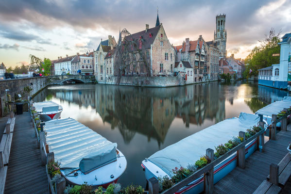 View from the Rozenhoedkaai, Bruges, Belgium, Europe.