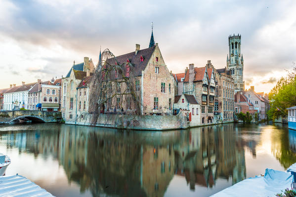View from the Rozenhoedkaai, Bruges, Belgium, Europe.
