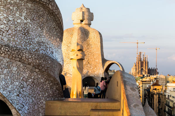 Barcelona, Spain, La Pedrera rooftop, designed by Antonio Gaudi