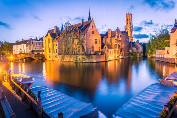 View from the Rozenhoedkaai, Bruges, Belgium, Europe.