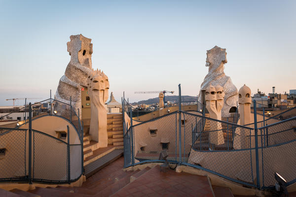 Barcelona, Spain, La Pedrera rooftop, designed by Antonio Gaudi