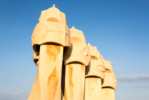 Barcelona, Spain, La Pedrera rooftop, designed by Antonio Gaudi