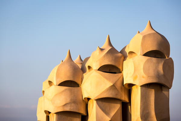 Barcelona, Spain, La Pedrera rooftop, designed by Antonio Gaudi