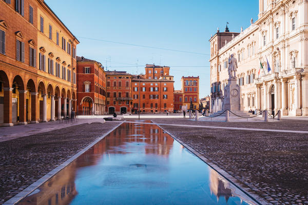Modena, Emilia Romagna, Italy. Piazza Roma and Military Academy building