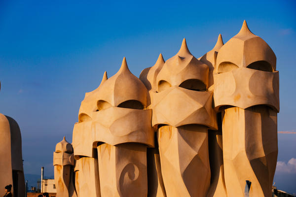 Barcelona, Spain, La Pedrera rooftop, designed by Antonio Gaudi
