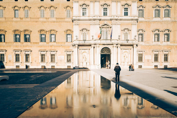 Modena, Emilia Romagna, Italy. Piazza Roma and Military Academy building