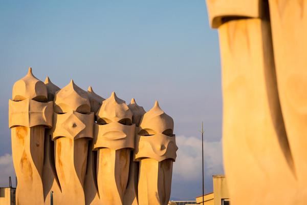 Barcelona, Spain, La Pedrera rooftop, designed by Antonio Gaudi