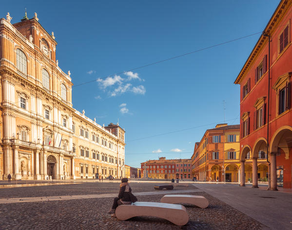 Modena, Emilia Romagna, Italy. Piazza Roma and Military Academy building