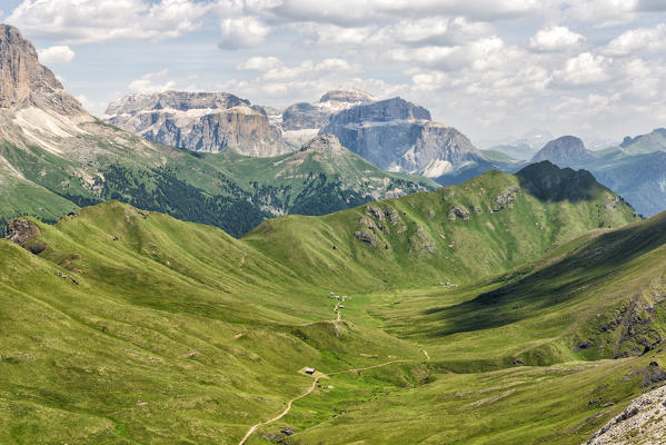 The Dona Val and The Sasso Piatto mountain, Dolomites, Italy