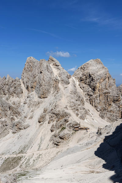 Rifugio Principe in a summer day, Dolomites of Antermoia, Italy