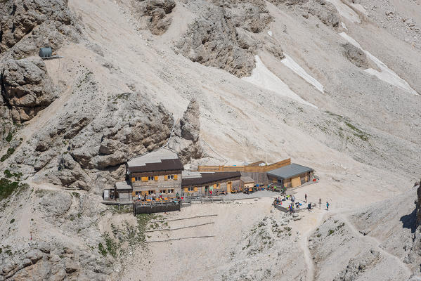 The principe refuge in a summer day, dolomites, Italy