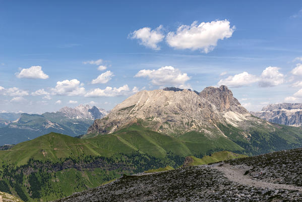 Sasso Piatto seen from Pas de Dona, dolomites, Italy