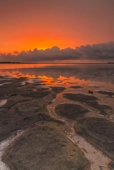 italy, Sardinia, Villasimius, dawn on Notteri pond..