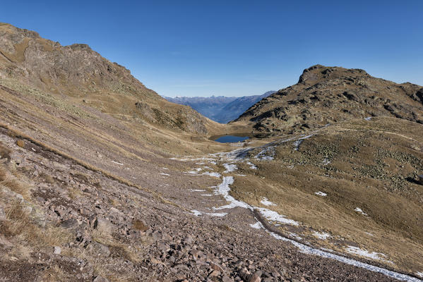 Italy, Trentino Alto Adige, Non Valley, dolomite lake on Luco Mount.
