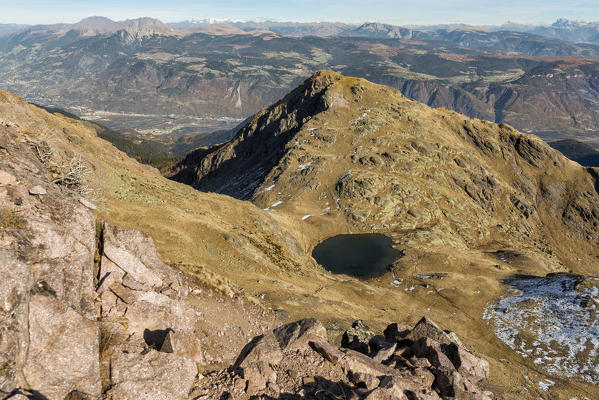Italy, Trentino Alto Adige, Non Valley, dolomite lake on Luco Mount.