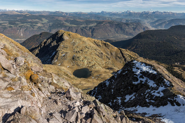 Italy, Trentino Alto Adige, Non Valley, dolomite lake on Luco Mount.