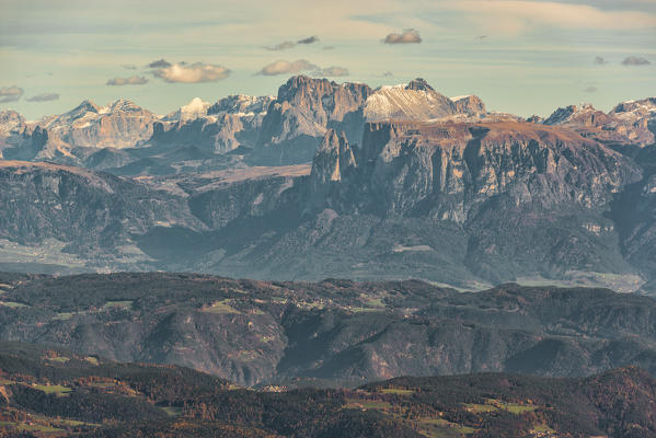 Italy, Trentino Alto Adige, Santner Mount view from Luco peak, in the background you see Piz Boè, tofana de Rozes, Tofana di Mezzo, Tofana de Dentro.