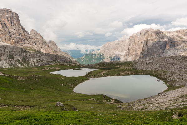 Piani lakes, Sexten Dolomites natural park, Veneto, Italy, Europe.
