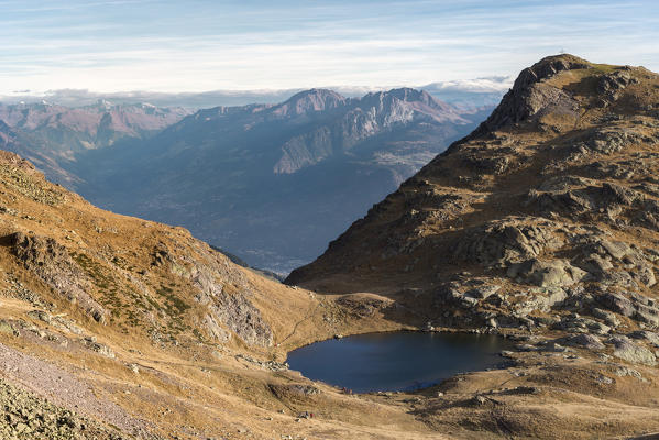 Italy, Trentino Alto Adige, Non Valley, dolomite lake on Luco Mount.