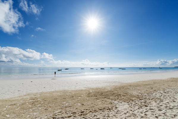 East Africa, Tanzania, Zanzibar, Kiwengwa beach on a summer day at low tide.
