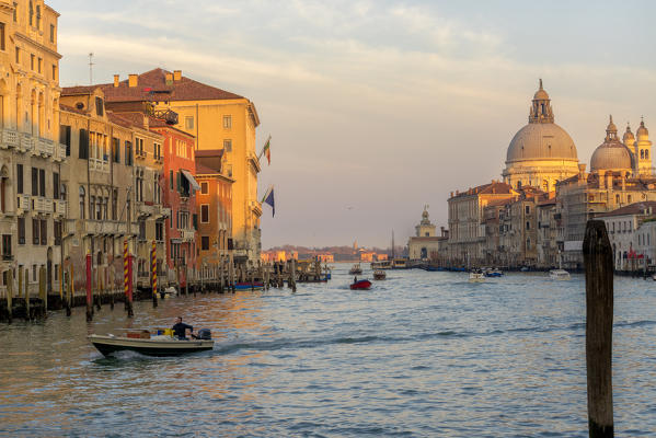 Accademia Bridge, Venice, Italy. Sunset over Canal Grande
