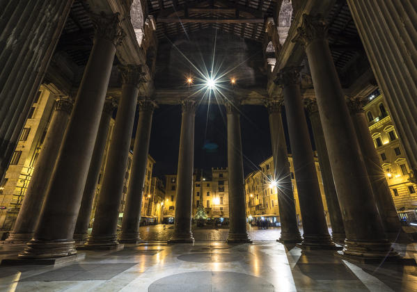 Rome, Lazio, Italy. The Pantheon at night