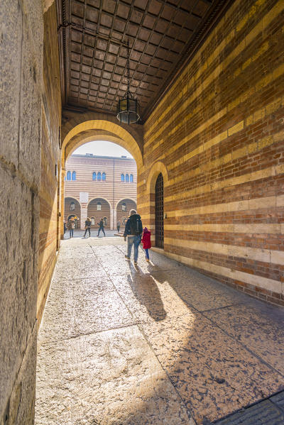 Verona, Veneto, Italy. Entrance of Palazzo del Mercato Vecchio