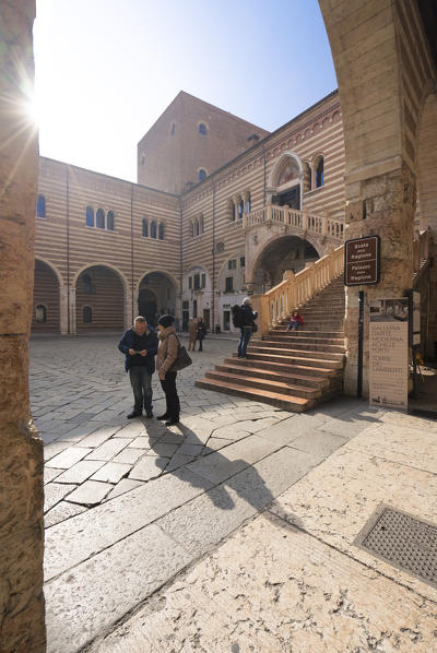 Verona, Veneto, Italy. Palazzo della Regione with Scala della Regione at Palazzo del Mercato Vecchio