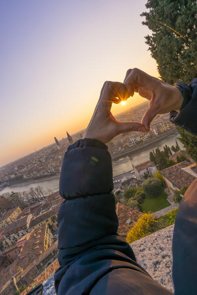 Verona, Veneto, Italy. Panoramic view of Verona from Piazzale Castel San Pietro