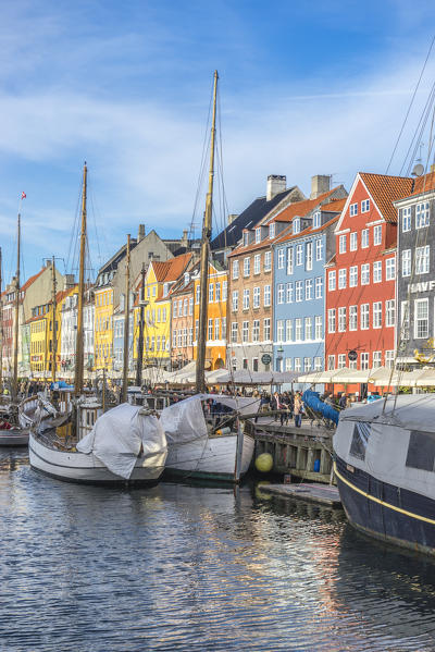 Copenhagen, Hovedstaden, Denmark, Northern Europe.  The colored houses of Copenaghen