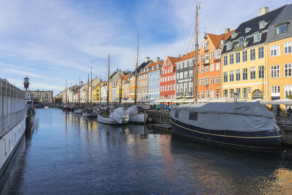 Copenhagen, Hovedstaden, Denmark, Northern Europe.  The colored houses of Copenaghen
