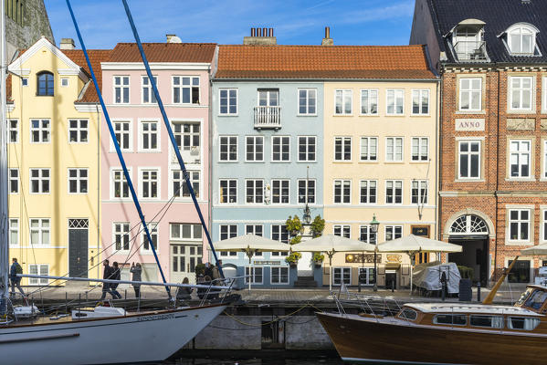Copenhagen, Hovedstaden, Denmark, Northern Europe.  The colored houses of Copenaghen