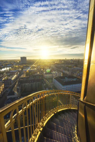Copenhagen, Hovedstaden, Denmark, Northern Europe. The helix spire at the top of the Church of Our Savior in Christianshavn, one of the most famous churches in Denmark.