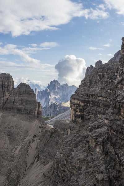 Sesto/Sexten, Dolomites, South Tyrol, province of Bolzano, Italy. View from Forcella dei Camosci