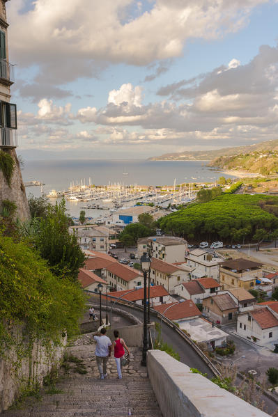 Tropea, Province of Vibo Valentia, Calabria, Italy. Streets of Tropea and the harbor of Tropea
