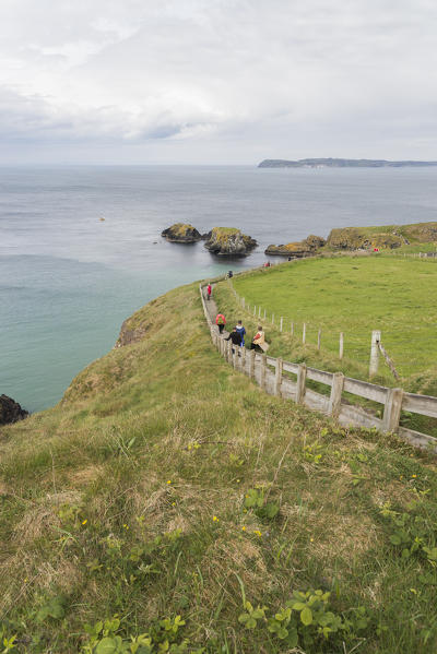 The Carrick a Rede Rope Bridge, Northern Ireland, Antrim, Ballycastle, Ballintoy, United Kingdom.