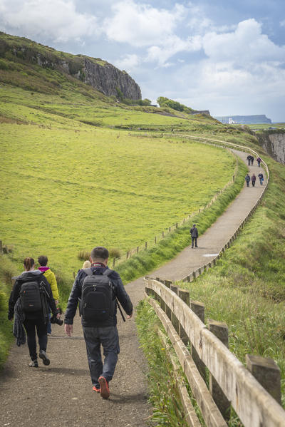 The Carrick a Rede Rope Bridge, Northern Ireland, Antrim, Ballycastle, Ballintoy, United Kingdom.