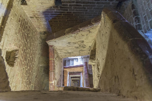 Siena, Tuscany, Italy, Europe. Ladders inside the Del Mangia's tower