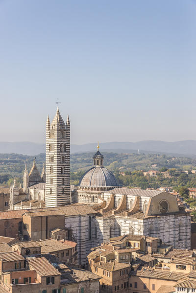 Italy, Tuscany, Siena district. Siena. View of Siena Cathedral from Del Manga's Tower