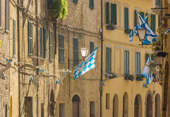 Siena, Tuscany, Italy, Europe. Contradas flag