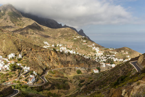 Spain,Canary Islands,Tenerife,Taganana,coastal mountain view