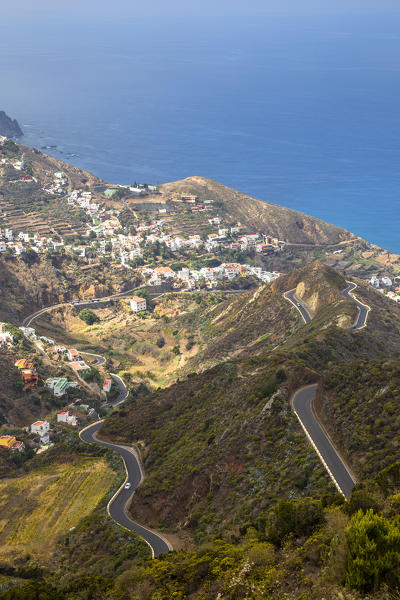 Spain,Canary Islands,Tenerife,Taganana,coastal mountain view