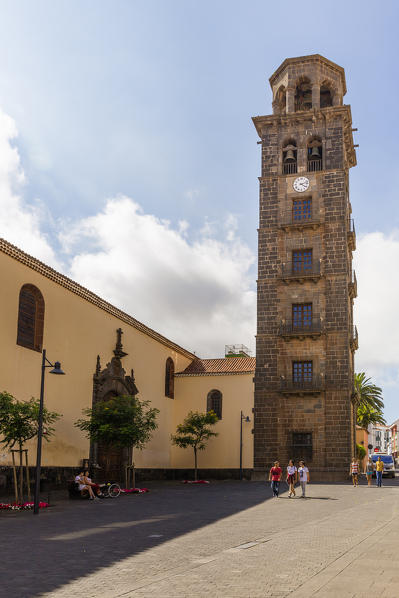 Spain,Canary Islands,Tenerife,San Cristobal de La Laguna,Tower of the church of the immaculate conception