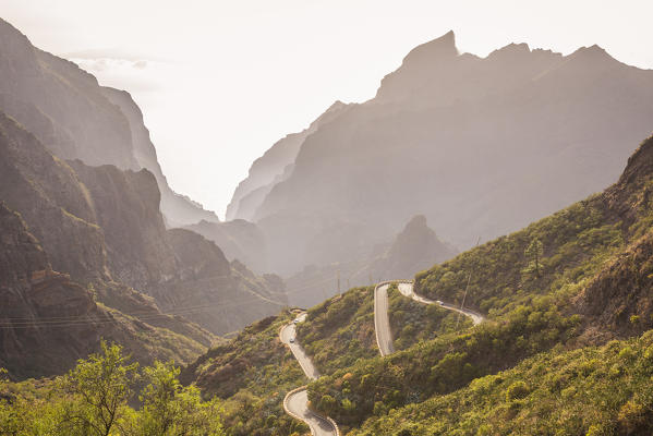 Spain,Canary Islands,Tenerife,Teno massif and the curvy road to Masca village