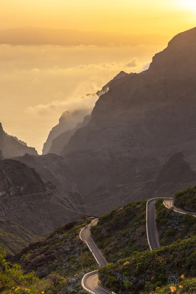 Spain,Canary Islands,Tenerife,Teno massif and Masca gorge at sunset