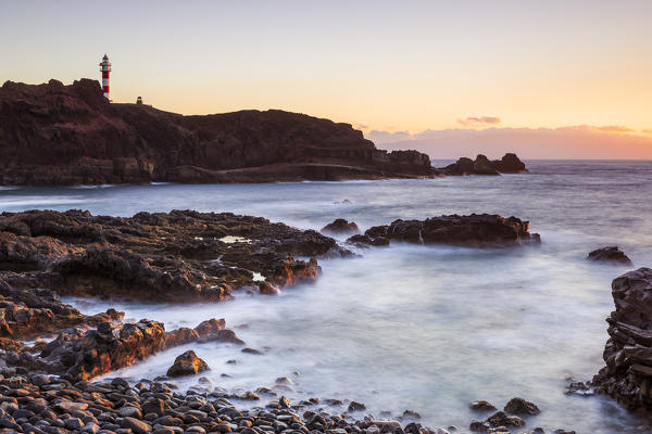 Spain,Canary Islands,Tenerife,Punta Teno lighthouse at sunset