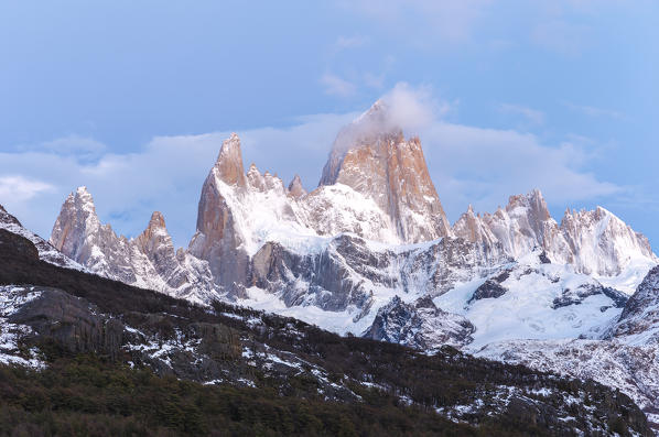 Argentina,Patagonia,Santa Cruz Province,Los Glaciares National Park,Mount Fitz Roy at dawn