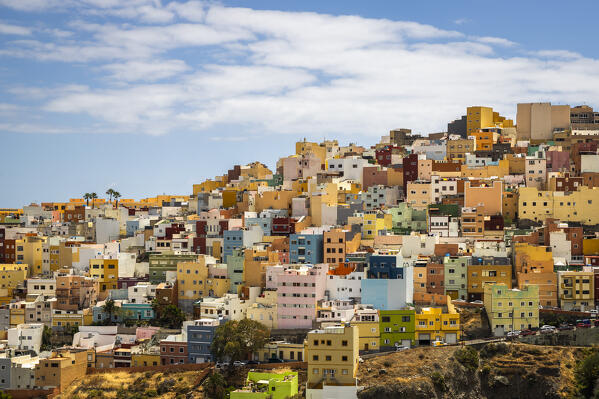 Spain,Canary Islands,Gran Canaria,Las Palmas de Gran Canaria, colorful houses of San Juan